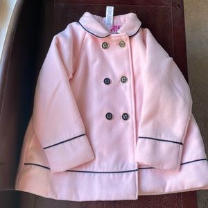 Little Me Pink with Navy Piping Felt Pea Coat Sz. 3T